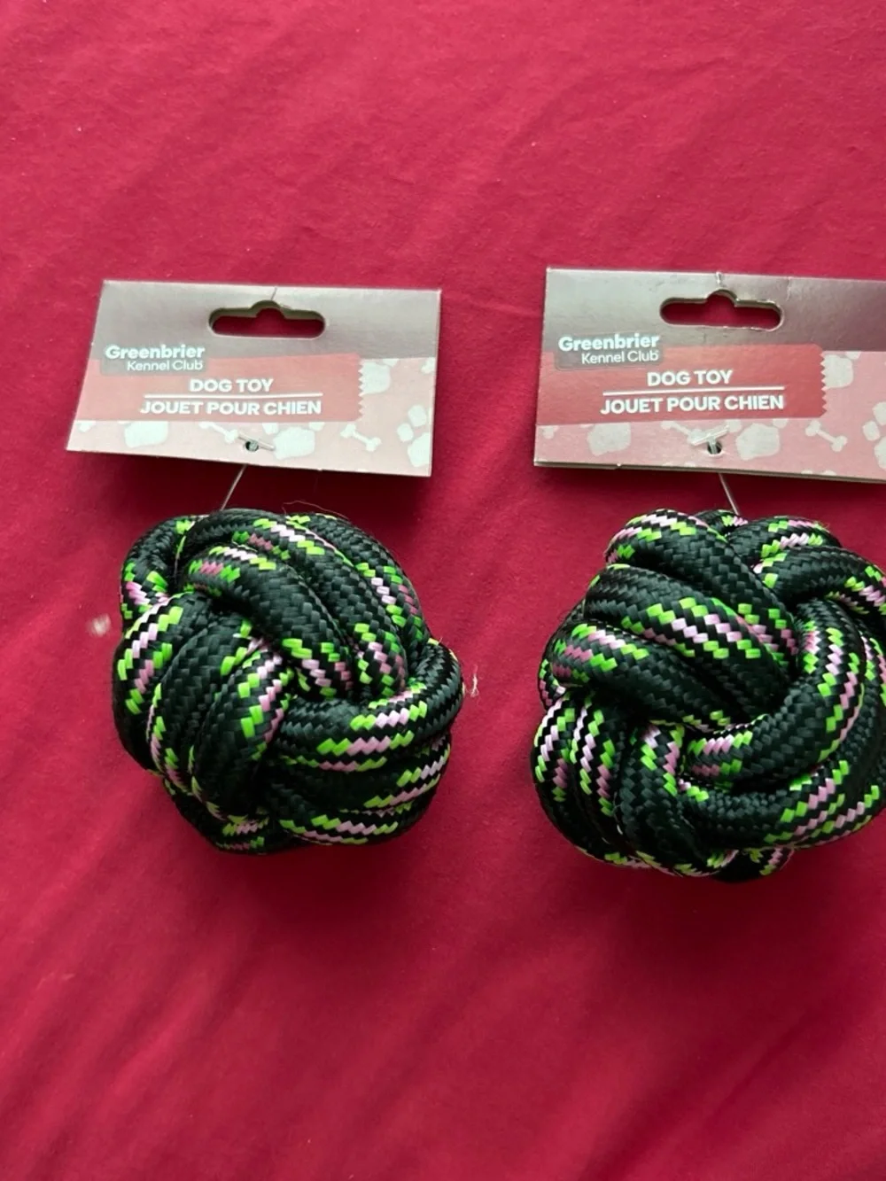Greenbrier Kennel Club Black Rope Knot Dog Toy with Neon Accents